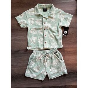 Volcom Kids Palm Print Top & Shorts Set Green Size 5 NWT